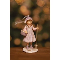 Rózsaszín ruhás, sielő lány - felfüggeszthető (11 cm)