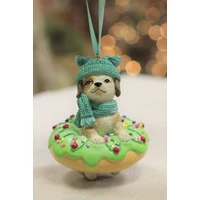 Pasztell zöld karácsonyfadísz kutyus (9 cm)