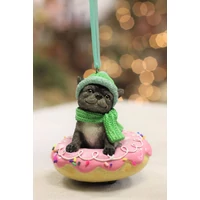 Pasztell rózsaszín karácsonyfadísz kutyus (9 cm)