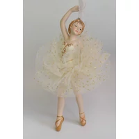Krémszínű arany karácsonyi balerina dísz (17 cm)