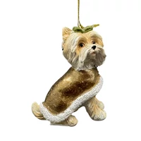 Fehér arany karácsonyi kutyadísz (8 cm)