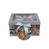 Karácsonyi gömbök kutyákkal (10 cm) 4db