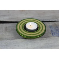 Zöld és arany kerámia gyertyatartó kicsi