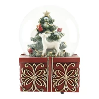 Rázógömb dobozon, karácsonyfával, őzzel (TÖBB MÉRETBEN)