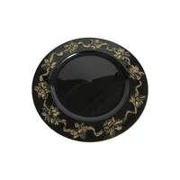 Fekete-arany dekor tálca Mikulásvirág (33 cm)