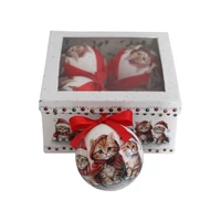 Karácsonyi gömbök cicákkal (10 cm) 4db