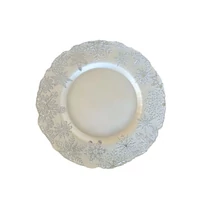 Fehér és ezüst üveg karácsonyi tányér (33 cm)