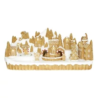 Mézeskalács város mozgó vonattal, LED-es (41 cm x 17 cm x 18,3 cm)