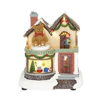 Ajándékbolt forgó macival, LED-es (13 cm x 10,5 cm x 13,8 cm)