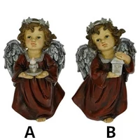 Angyal lámpással, gyertyával álló, LED-es, glitteres  (TÖBBFÉLE)