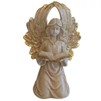 Krémszínű angyal könyvvel (14 cm)