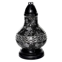 Fekete luxus mécses sírra Vitrázs (31 cm)