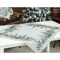 Havas fenyőerdő - Asztalközép (96 cm x 100 cm) | ezüst lurex