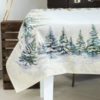 Havas fenyőerdő - Asztalterítő L-ES (137 cm x 180 cm) | ezüst lurex