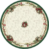 Classic bogyós, zöld szélű - Kerek asztalterítő (160 cm) | ezüst lurex