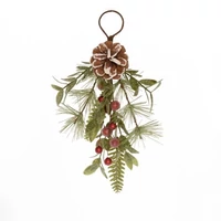 Akasztós dísz bogyóval, tobozzal, glitteres (26 cm)