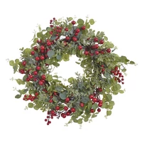 Piros bogyós eukaliptusz koszorú (52 cm)