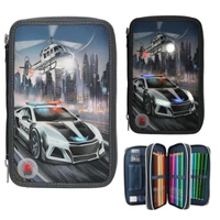 Monster Cars 3 Emeletes Töltött Tolltartó LED rendőrautó