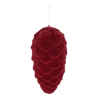 Karácsonyi díszek flokkolt, akasztós (BORDÓ) 