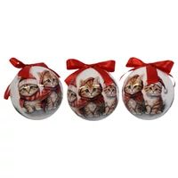 Karácsonyi gömbök cicákkal (10 cm) 4db