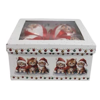 Karácsonyi gömbök cicákkal (10 cm) 4db