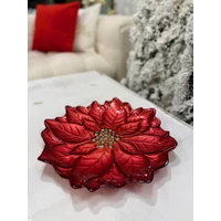 Piros üveg karácsonyi tányér (31 cm)
