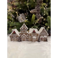 Megvilágított mézeskalács falu (24 cm)