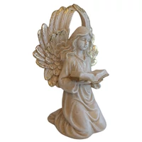 Krémszínű angyal könyvvel (14 cm)