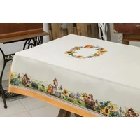 Őszi harmónia, sárga szélű - Asztalterítő L-ES (137 cm x 180 cm)