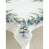 Havas fenyőerdő - Asztalközép (96 cm x 100 cm) | ezüst lurex