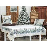 Havas fenyőerdő - Asztalterítő L-ES (137 cm x 180 cm) | ezüst lurex