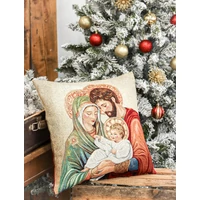 Szent család - Díszpárna huzat (45 cm x 45 cm) | arany lurex