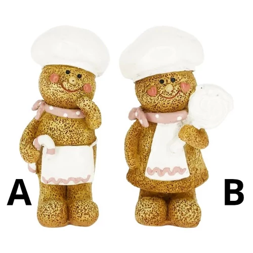 Mézeskalács figura szakácssapkában, köténnyel álló (3,2 cm x 3 cm x 8 cm)  TÖBBFÉLE