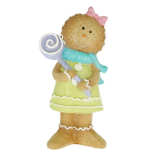 Mézeskalács figura nyalókával, glitteres (10 cm x 5,8 cm x 19,7 cm)