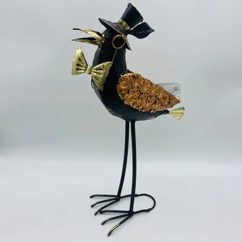 Fém holló cilinderrel (43 cm x 25 cm x 12 cm)
