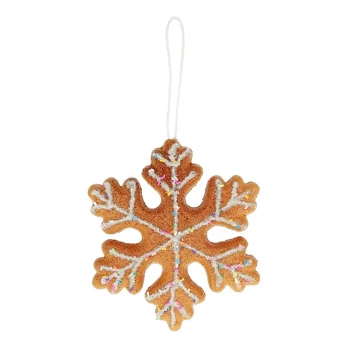 Mézeskalács hópehely cukormázzal, akasztós (15 cm x 13 cm x 2 cm)