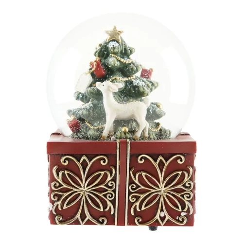 Rázógömb dobozon, karácsonyfával, őzzel (TÖBB MÉRETBEN)