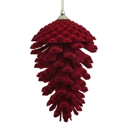 Karácsonyi díszek flokkolt, akasztós (BORDÓ) 
