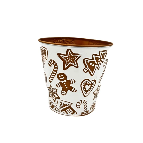 Karácsonyi fém kaspó (16 cm x 16 cm x 14 cm)