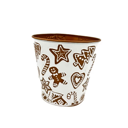 Karácsonyi fém kaspó (12,5 cm x 12,5 cm x 12,5 cm)