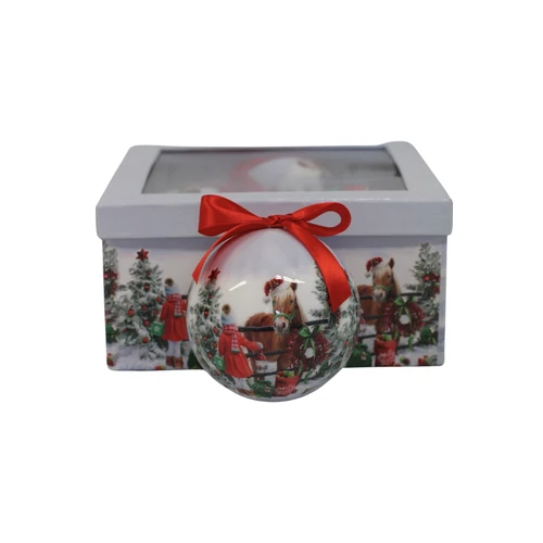 Karácsonyi gömbök lóval (10 cm) 4db