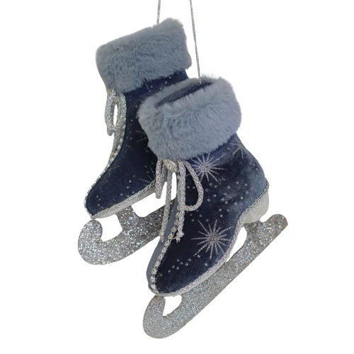 Jégkék karácsonyi korcsolya dekoráció (18 cm)