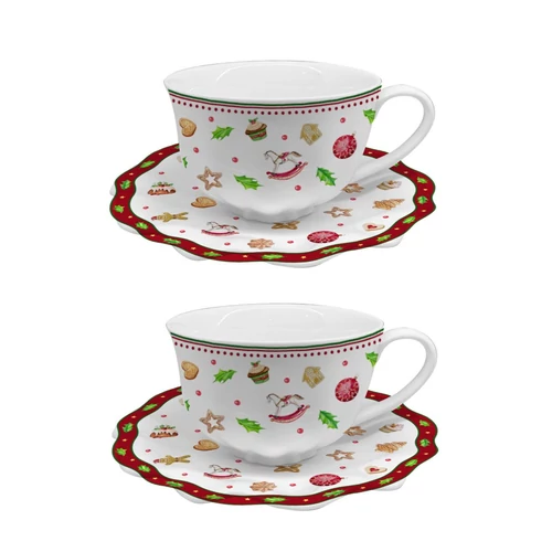 Mézeskalács karácsonyi csészék csészealjakkal 