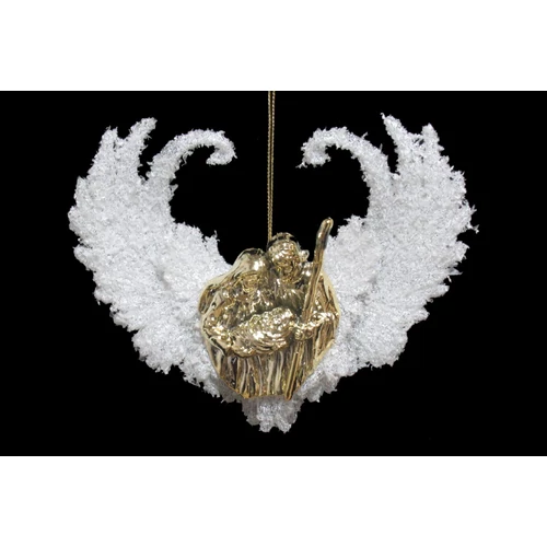 Fehér arany karácsonyi dísz Szent Család (15 cm)