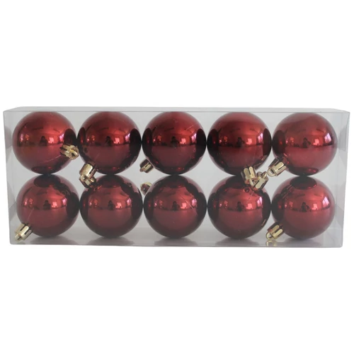 Burgundi műanyag karácsonyi gömbök (5 cm) 10db