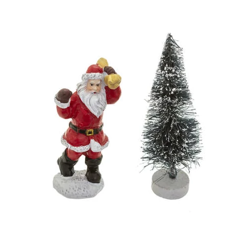 Miniatűr figura havas fenyővel (7 cm x 4 cm x 3 cm)