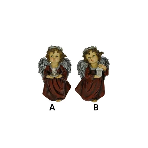 Angyal lámpással, gyertyával álló, LED-es, glitteres  (TÖBBFÉLE)