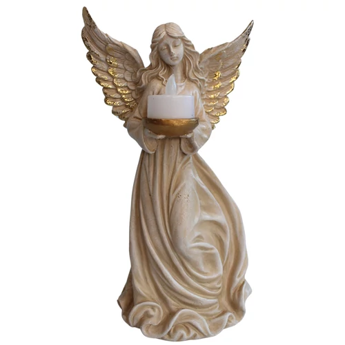 Krémszínű angyal LED gyertyával (31cm)