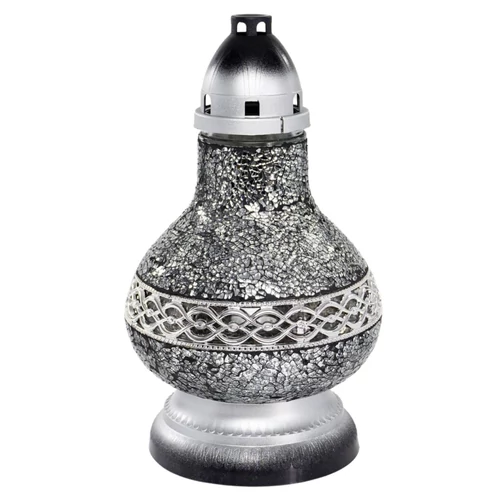 Ezüst luxus mécses sírra Vitrázs (31 cm)