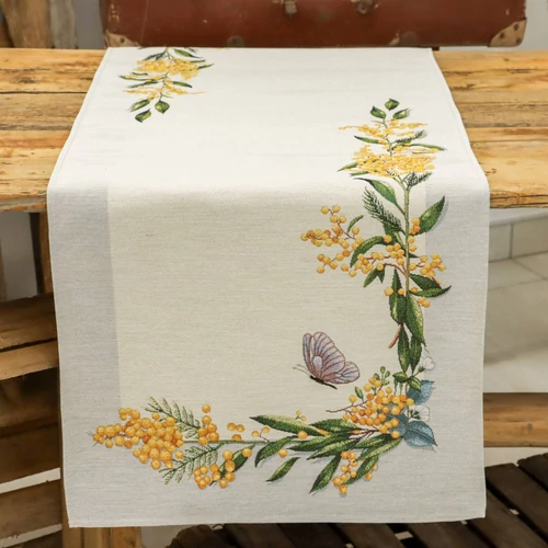 Sárga mimóza virágos - Kis futó (37 cm x 100 cm) 